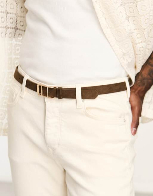 ASOS DESIGN – Brunt, smalt finskärp i mockaimitation