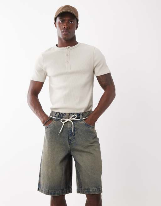 ASOS DESIGN – Bruntonade, lediga jeansshorts med knytband , 5 av 5
