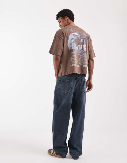 ASOS DESIGN – Bruntvättad t-shirt i oversize med boxig passform och "Missouri"-tryck, 3 av 5