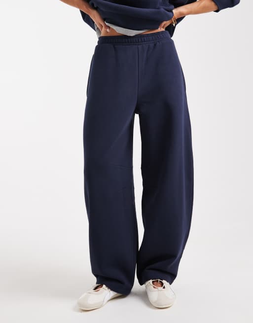 ASOS DESIGN brushback barrel leg brushback jogger in navy, 2 of 5