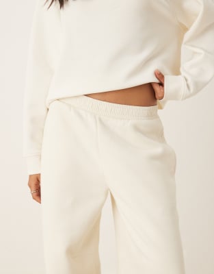 Asos Design Brushback Barrel Leg Sweatpants In White