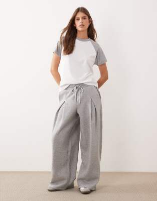 Asos Design Brushback Barrel Leg Sweatpants In Gray