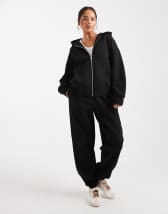 Weekday Essence boxy zip thru hoodie in gray