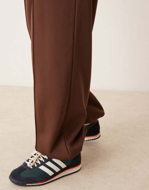 ASOS DESIGN brushback jogger in brown in scuba-style fabric, 4 of 5