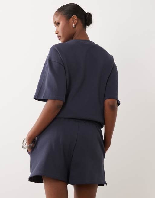 ASOS DESIGN brushback runner short co-ord in dark blue, 5 of 5