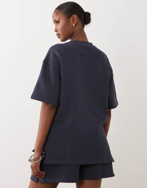 ASOS DESIGN brushback short sleeve top in dark blue (part of a set), 4 of 4