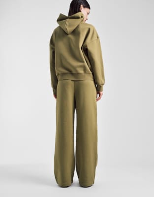 Asos Design Brushback Wide Leg Brushback Sweatpants In Green