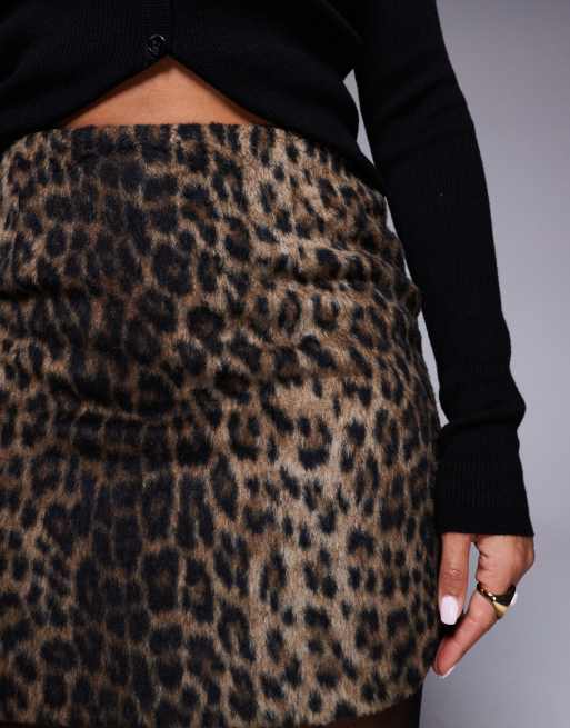 ASOS DESIGN brushed animal print mini skirt