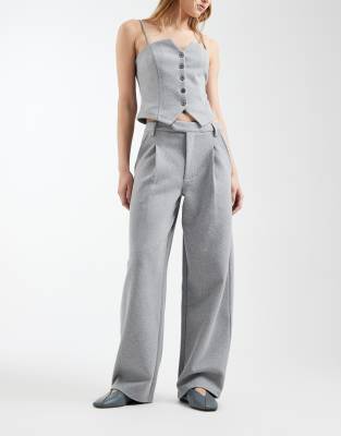 Asos Design Brushed Barrel Leg Tailored Pants In Gray