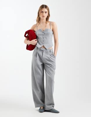 Asos Design Brushed Barrel Leg Tailored Pants In Gray