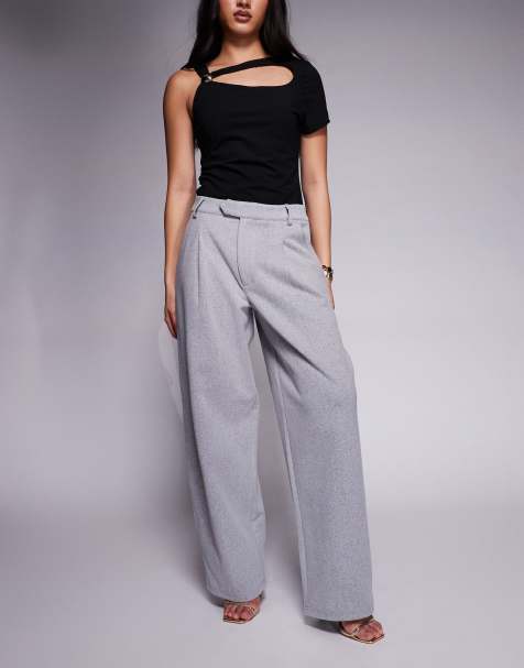 ASOS DESIGN brushed barrel leg tailored trouser in grey - view 1