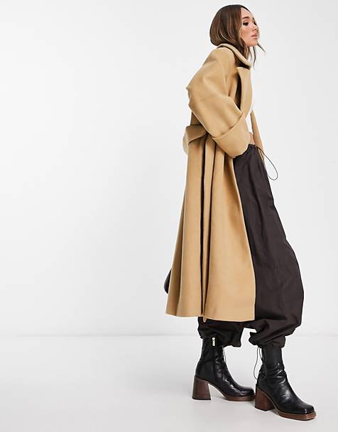 Womens Clothing Coats Capes ASOS Asos Design Tall Oversized Boyfriend Coat in Brown 