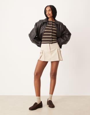 Asos Design Brushed Button Up Top In Brown
