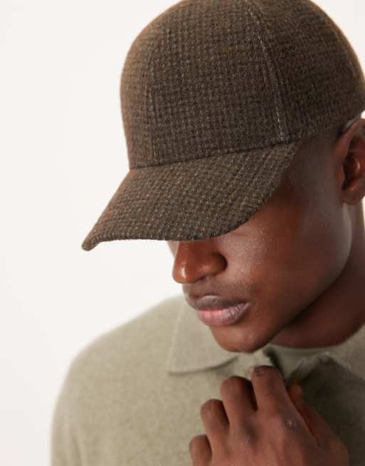 ASOS DESIGN brushed check cap in brown, 2 of 3