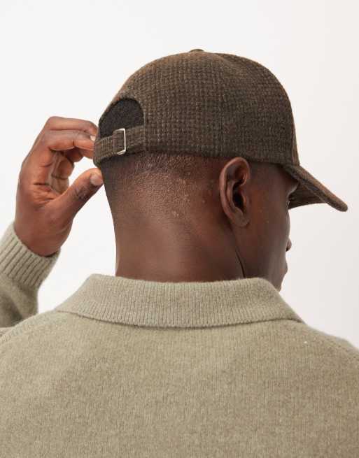 ASOS DESIGN brushed check cap in brown, 3 of 3