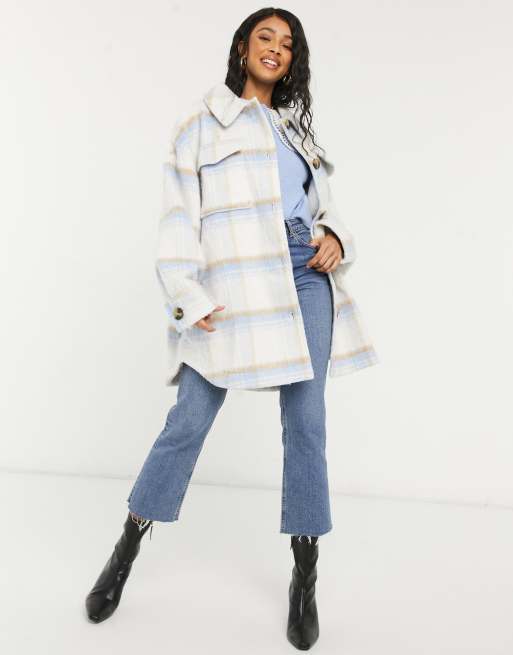 Baby blue long on sale coat