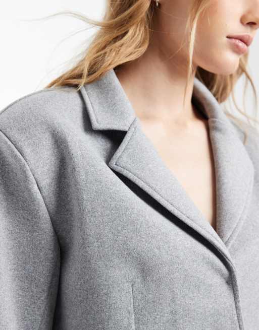 ASOS DESIGN brushed cropped blazer in grey (part of a set) , 3 of 4