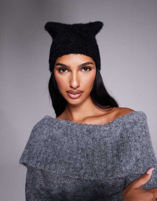 ASOS DESIGN brushed ears knit beanie