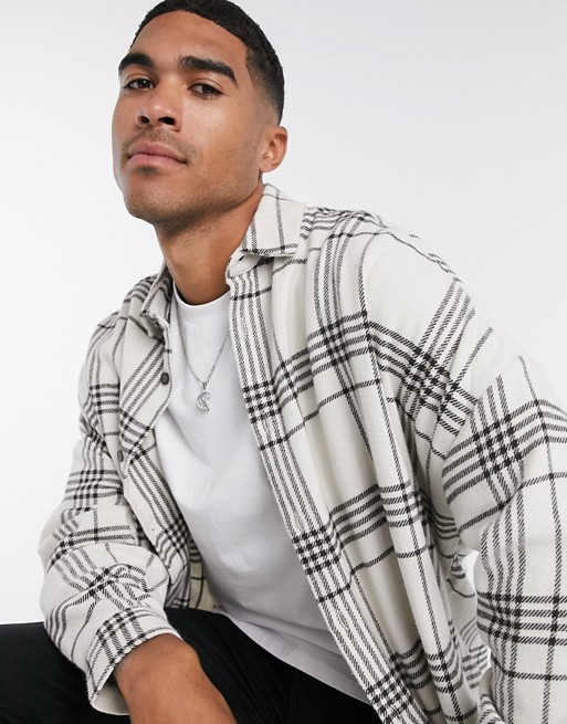 ASOS DESIGN brushed flannel extreme oversized check shirt in large scale black and white