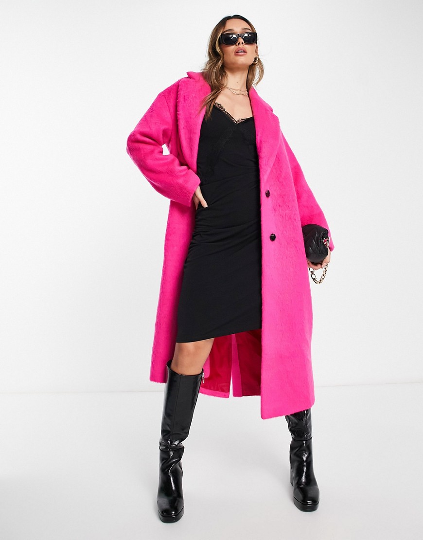 ASOS DESIGN brushed formal coat in pink