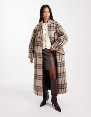 Asos Design Brushed Formal Throw On Coat In Brown