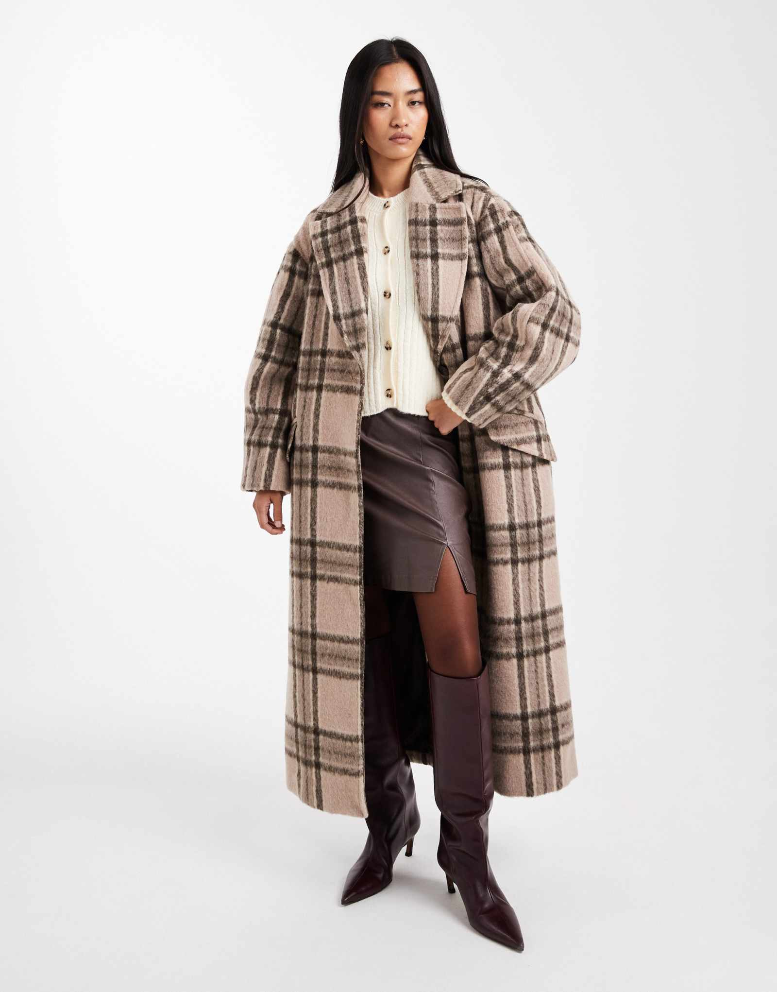 Строгое пальто-накидка ASOS DESIGN в каменную клетку