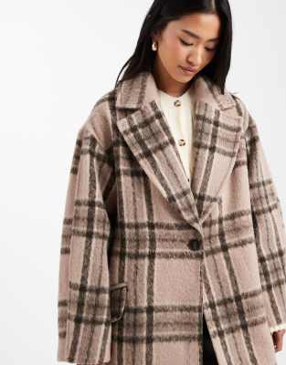 Asos Design Brushed Formal Throw On Coat In Brown