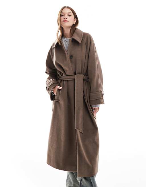 ASOS DESIGN brushed formal top collar longline coat in ASOS DESIGN brushed formal top collar longline coat in