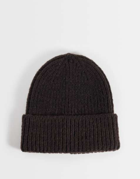 ASOS DESIGN brushed knit beanie in brown - view 1