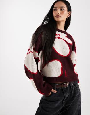 Asos Design Brushed Knit Floral Sweater In Multi