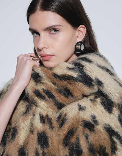 ASOS DESIGN brushed knit scarf in leopard print, 4 of 4