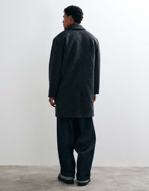 ASOS DESIGN brushed look longline coat in grey, 5 of 5
