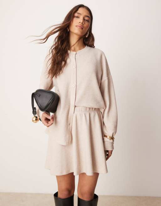 ASOS DESIGN brushed mini skirt in cream - part of a set