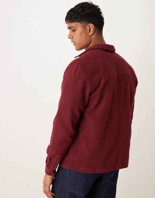 ASOS DESIGN brushed overshirt in burgundy | ASOS