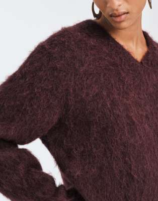 Asos Design Brushed Oversized Alpaca Blend Sweater In Brown