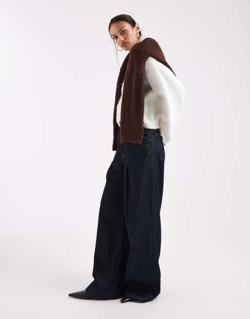 ASOS DESIGN brushed oversized knitted jumper with wool in ecru, 3 of 4