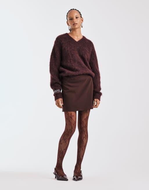 ASOS DESIGN brushed oversized alpaca blend sweater in plum