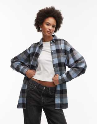 Asos Design Brushed Oversized Shirt In Blue
