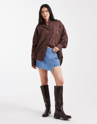 Asos Design Brushed Oversized Shirt In Brown