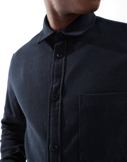 ASOS DESIGN brushed oxford regular shirt in black