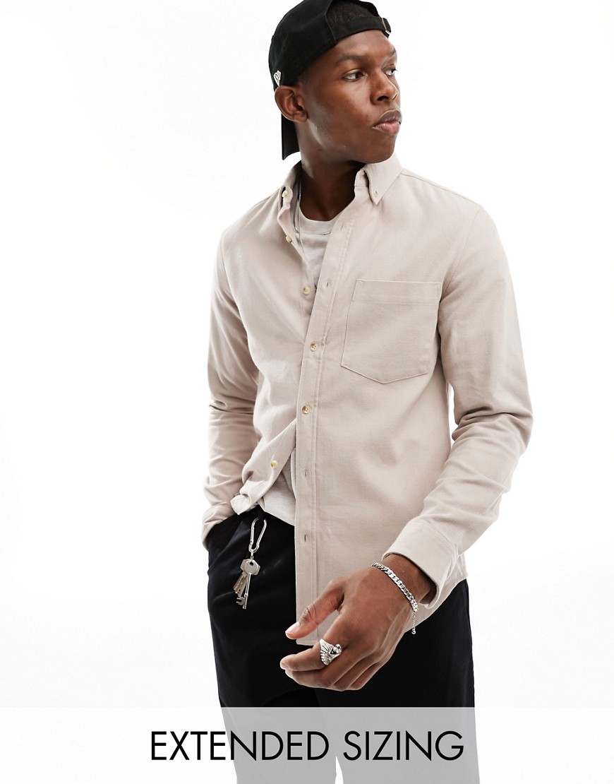 ASOS DESIGN brushed oxford shirt in dusty pink-Neutral
