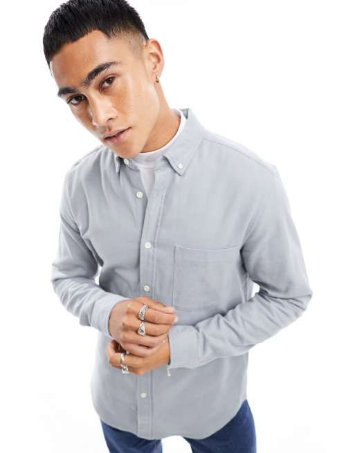 ASOS DESIGN brushed oxford shirt in gray