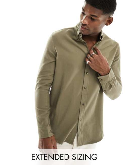 ASOS DESIGN brushed oxford shirt in mid khaki