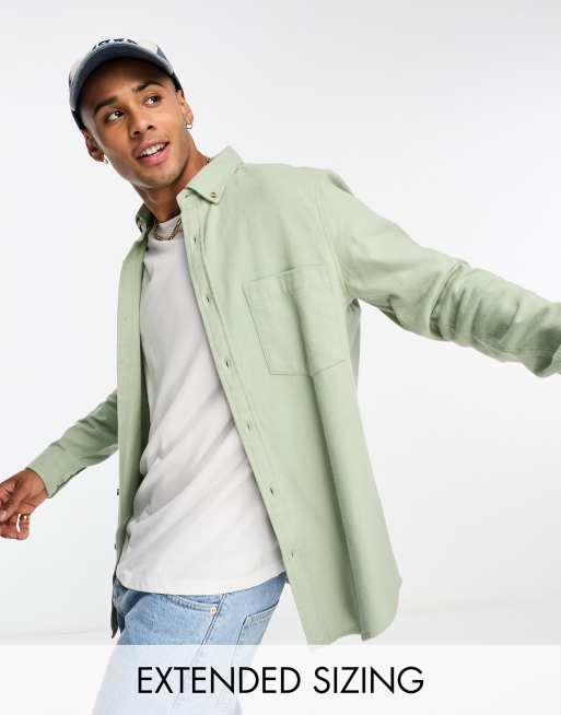 ASOS DESIGN brushed oxford shirt in mid sage green