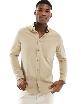 ASOS DESIGN ASOS DESIGN brushed oxford shirt in neutral