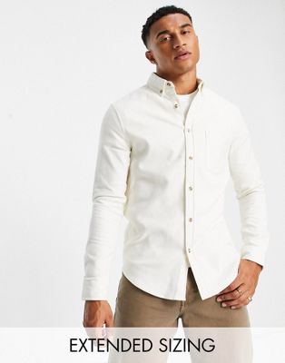 ASOS DESIGN brushed oxford shirt in off white