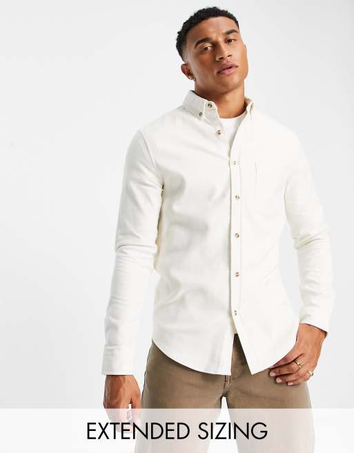 ASOS DESIGN brushed oxford shirt in off white | ASOS