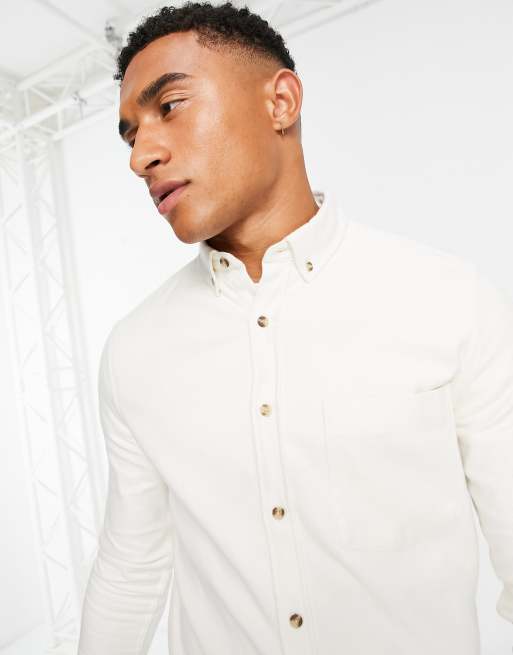 ASOS DESIGN brushed oxford shirt in off white ASOS