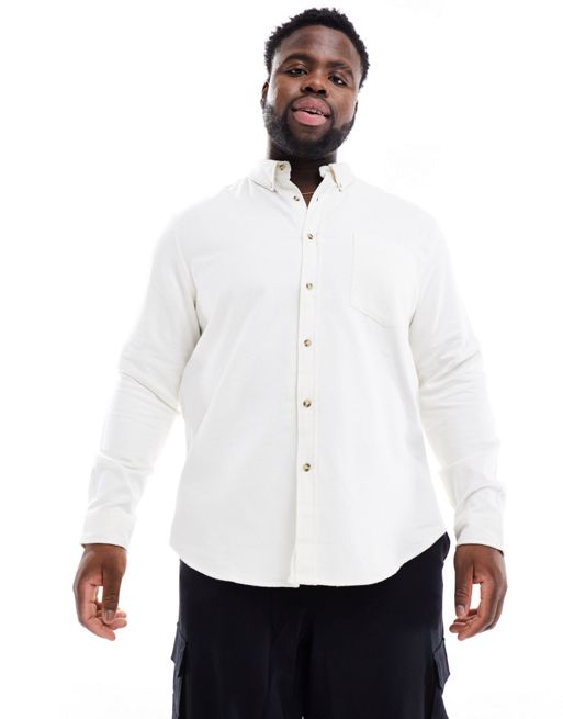 ASOS DESIGN brushed oxford shirt in off white | ASOS