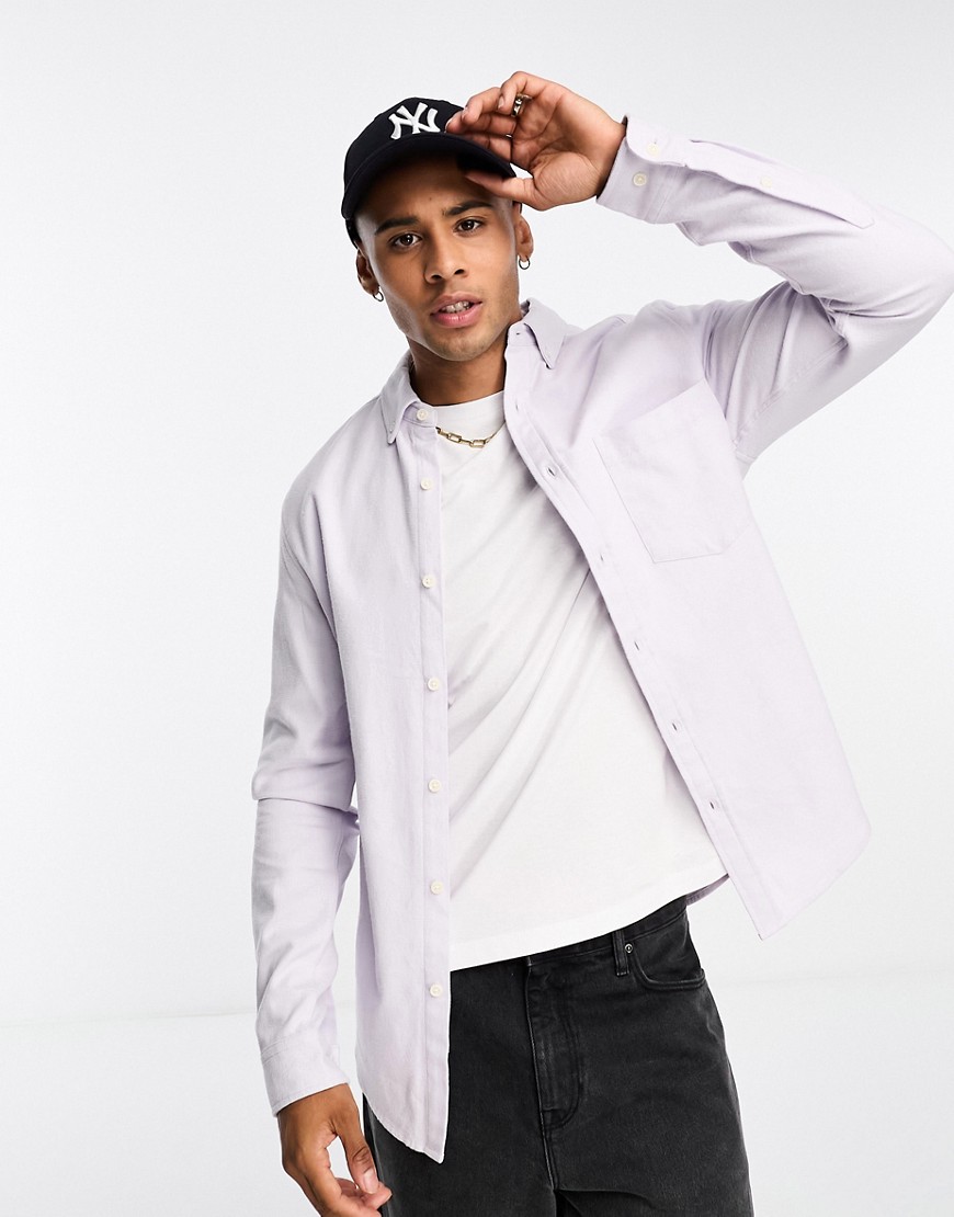 ASOS DESIGN brushed oxford shirt in pale lilac-Purple